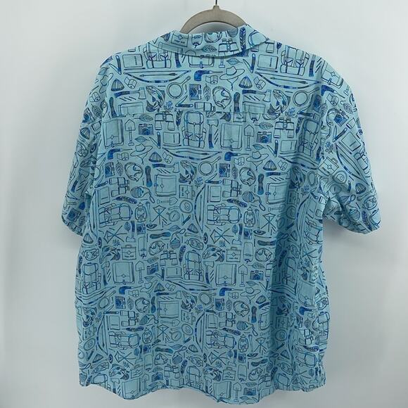 Columbia regular fit camping gear novelty print short sleeve button up shirt XL - Picture 6 of 6